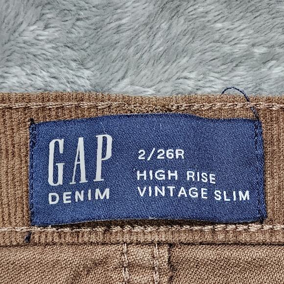 Gap Denim Jeans Womens 2/26R Cozy Brown Stretch Corduroy High Rise Vintage Slim - Picture 5 of 12